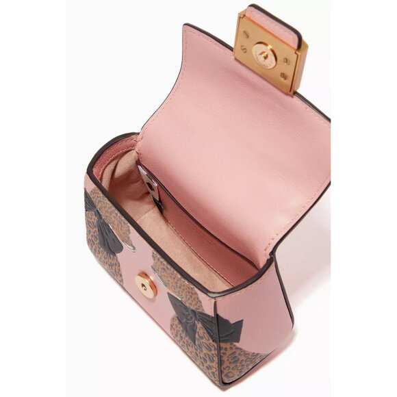 Kate Spade Katy Lucy Leopard Micro Crossbody Pink Leather Purse Limited Edition - Picture 8 of 14